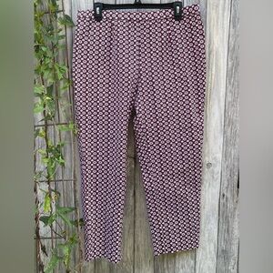 Women’s Burgundy Jeggings With White Geometric Patterns Size L